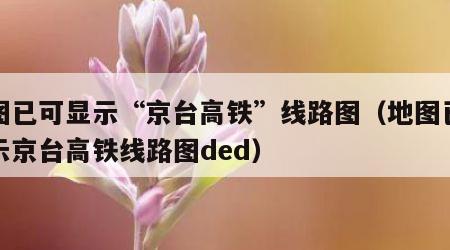 地图已可显示“京台高铁”线路图（地图已可显示京台高铁线路图ded）