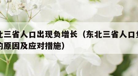 东北三省人口出现负增长（东北三省人口负增长的原因及应对措施）