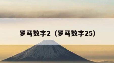罗马数字2（罗马数字25）