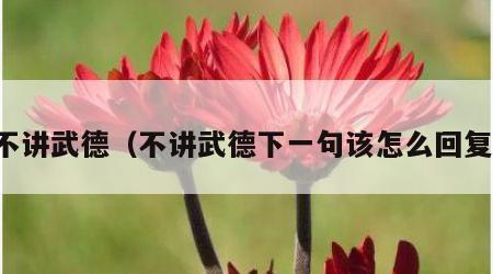 不讲武德（不讲武德下一句该怎么回复）