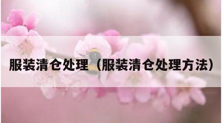 服装清仓处理（服装清仓处理方法）