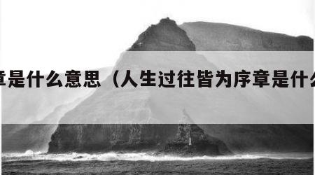 序章是什么意思（人生过往皆为序章是什么意思）