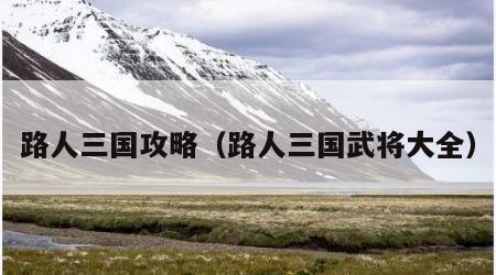 路人三国攻略（路人三国武将大全）