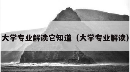 大学专业解读它知道（大学专业解读）