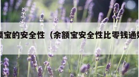 余额宝的安全性（余额宝安全性比零钱通好吗）
