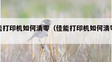 佳能打印机如何清零（佳能打印机如何清零复位）