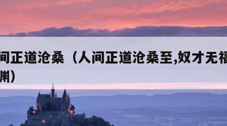 人间正道沧桑（人间正道沧桑至,奴才无福入深渊）