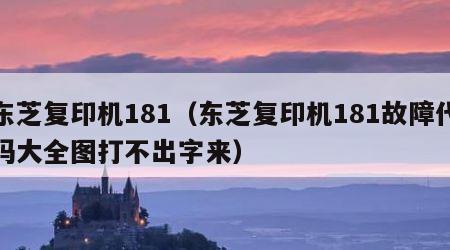 东芝复印机181（东芝复印机181故障代码大全图打不出字来）