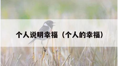 个人说明幸福（个人的幸福）
