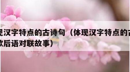 体现汉字特点的古诗句（体现汉字特点的古诗句歇后语对联故事）
