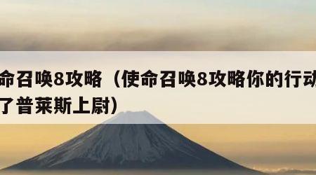 使命召唤8攻略（使命召唤8攻略你的行动害死了普莱斯上尉）