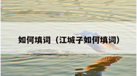 如何填词（江城子如何填词）