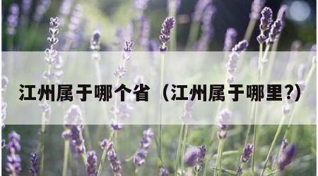 江州属于哪个省（江州属于哪里?）