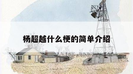 杨超越什么梗的简单介绍
