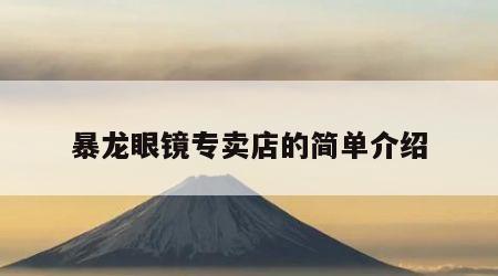暴龙眼镜专卖店的简单介绍