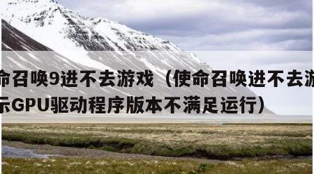 使命召唤9进不去游戏（使命召唤进不去游戏显示GPU驱动程序版本不满足运行）