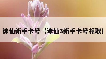 诛仙新手卡号（诛仙3新手卡号领取）