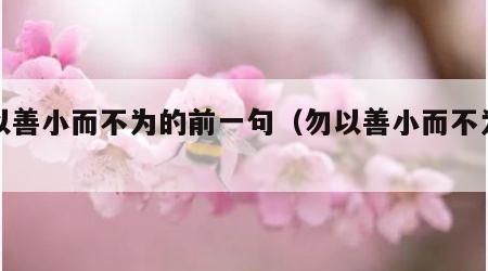 勿以善小而不为的前一句（勿以善小而不为全诗）