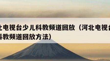 河北电视台少儿科教频道回放（河北电视台少儿科教频道回放方法）