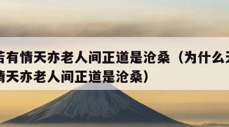 天若有情天亦老人间正道是沧桑（为什么天若有情天亦老人间正道是沧桑）
