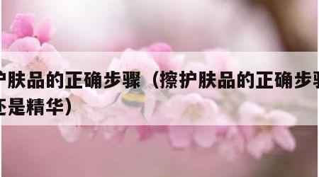 擦护肤品的正确步骤（擦护肤品的正确步骤先水还是精华）