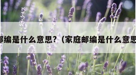 邮编是什么意思?（家庭邮编是什么意思）
