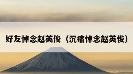 好友悼念赵英俊（沉痛悼念赵英俊）