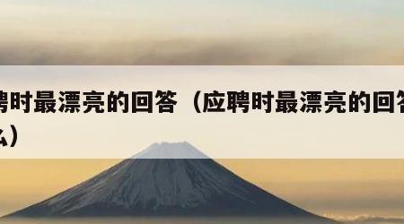 应聘时最漂亮的回答（应聘时最漂亮的回答是什么）