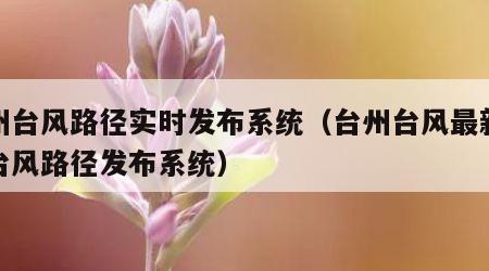 台州台风路径实时发布系统（台州台风最新消息台风路径发布系统）