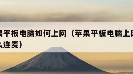 苹果平板电脑如何上网（苹果平板电脑上网课怎么连麦）