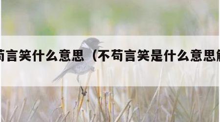 不苟言笑什么意思（不苟言笑是什么意思解释）