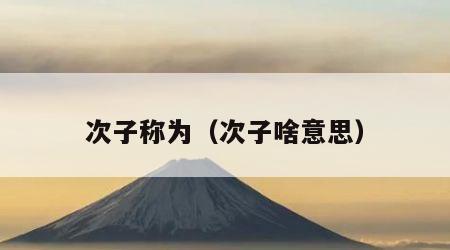 次子称为（次子啥意思）