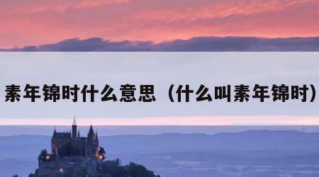 素年锦时什么意思（什么叫素年锦时）
