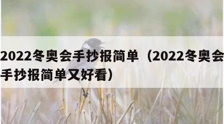 2022冬奥会手抄报简单（2022冬奥会手抄报简单又好看）