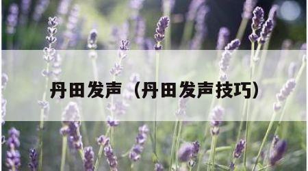 丹田发声（丹田发声技巧）
