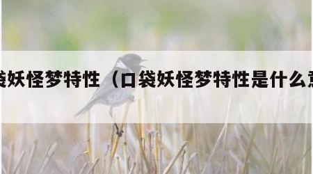 口袋妖怪梦特性（口袋妖怪梦特性是什么意思）