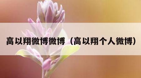 高以翔微博微博（高以翔个人微博）