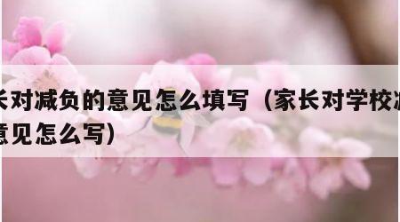 家长对减负的意见怎么填写（家长对学校减负的意见怎么写）