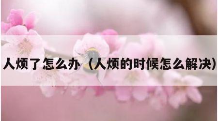 人烦了怎么办（人烦的时候怎么解决）