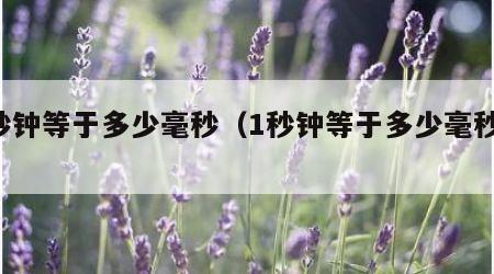 1秒钟等于多少毫秒（1秒钟等于多少毫秒钟）