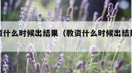 教资什么时候出结果（教资什么时候出结果成绩）