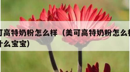 美可高特奶粉怎么样（美可高特奶粉怎么样适合什么宝宝）
