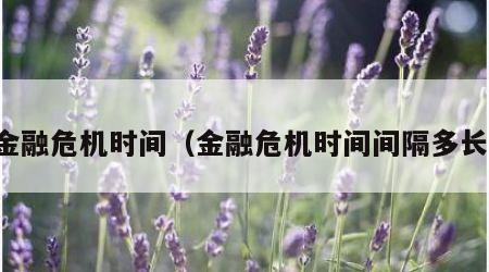 金融危机时间（金融危机时间间隔多长）