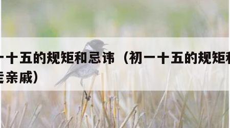 初一十五的规矩和忌讳（初一十五的规矩和忌讳走亲戚）