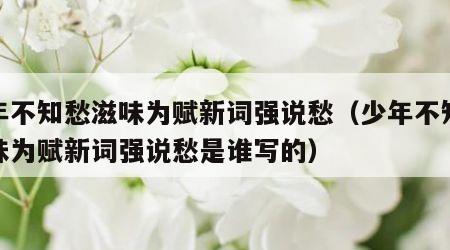 少年不知愁滋味为赋新词强说愁（少年不知愁滋味为赋新词强说愁是谁写的）