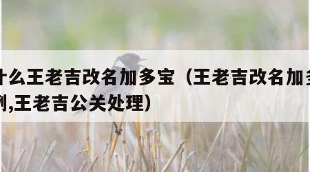 为什么王老吉改名加多宝（王老吉改名加多宝案例,王老吉公关处理）