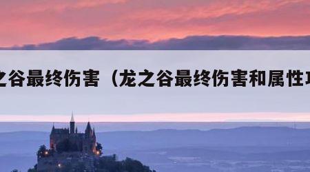 龙之谷最终伤害（龙之谷最终伤害和属性攻击）
