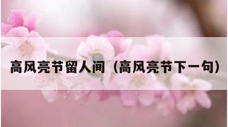 高风亮节留人间（高风亮节下一句）