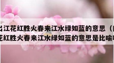 日出江花红胜火春来江水绿如蓝的意思（日出江花红胜火春来江水绿如蓝的意思是比喻吗）