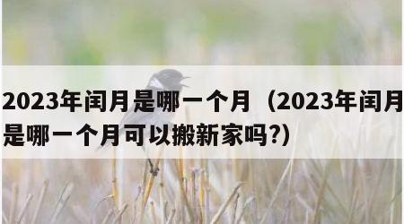 2023年闰月是哪一个月（2023年闰月是哪一个月可以搬新家吗?）